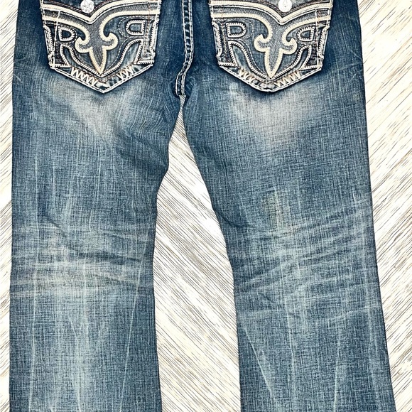Rock Revival Nebi Blue Distressed Bootcut Jeans - Picture 2 of 15